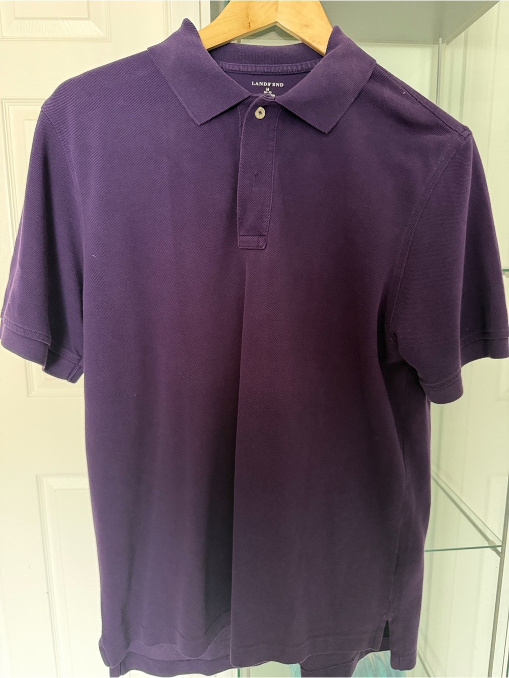 Lands' End Men's Deep Purple Short-Sleeve Polo